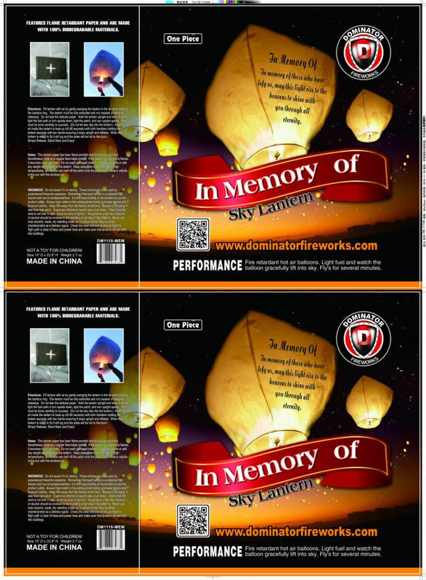Jeff's Fireworks Sky Lantern in Memory of