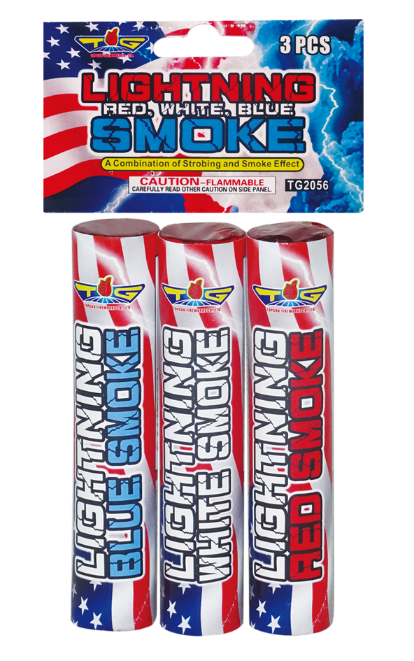 Lightning Red, White, Blue Smoke